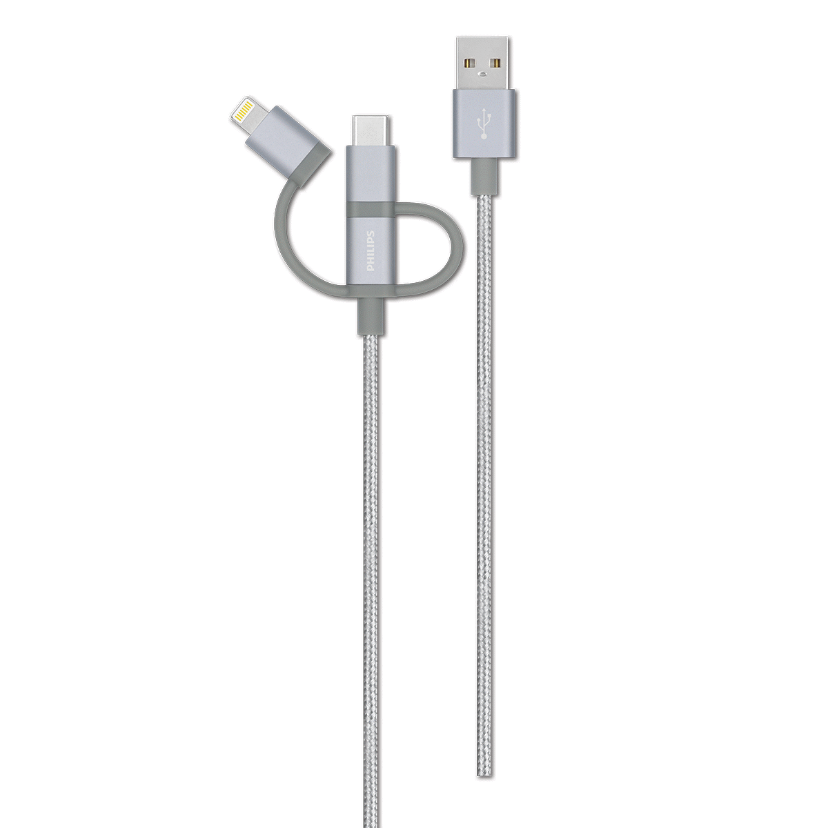 Philips DLC2608SR 1.2 Metre Örme 3in1 Lightning&Micro Usb&Type-C Kablo