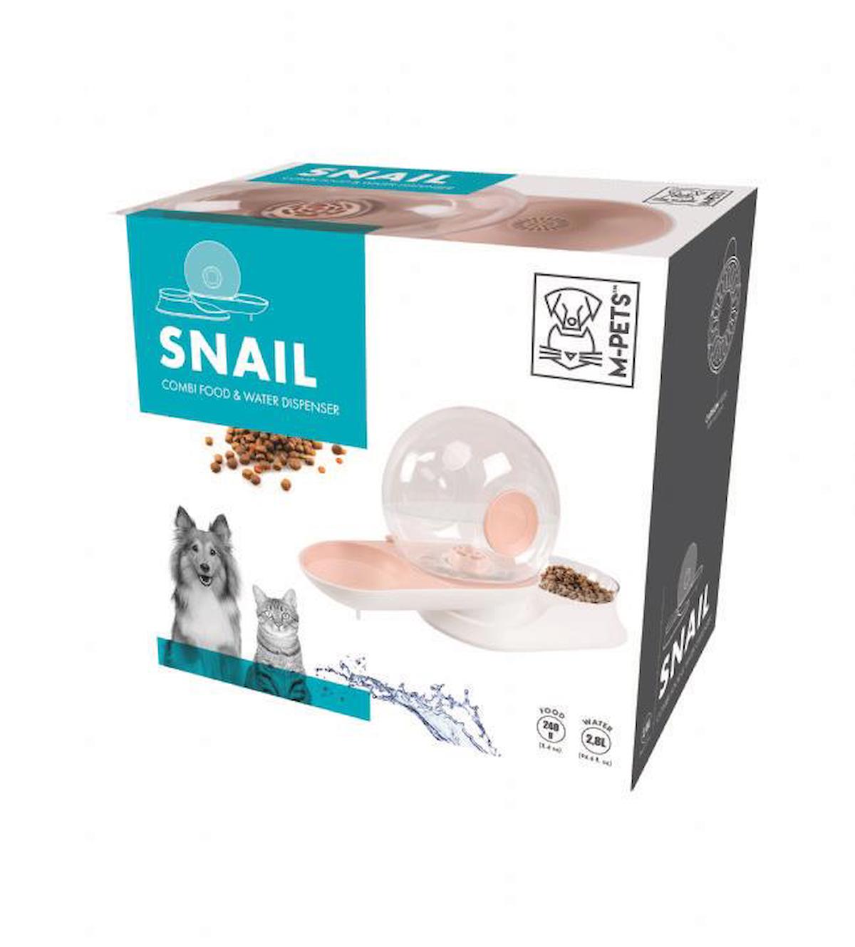 60501699 M-PETS SNAIL HAZNELİ SU ve MAMA KABI PİNK 2800ML-240GR