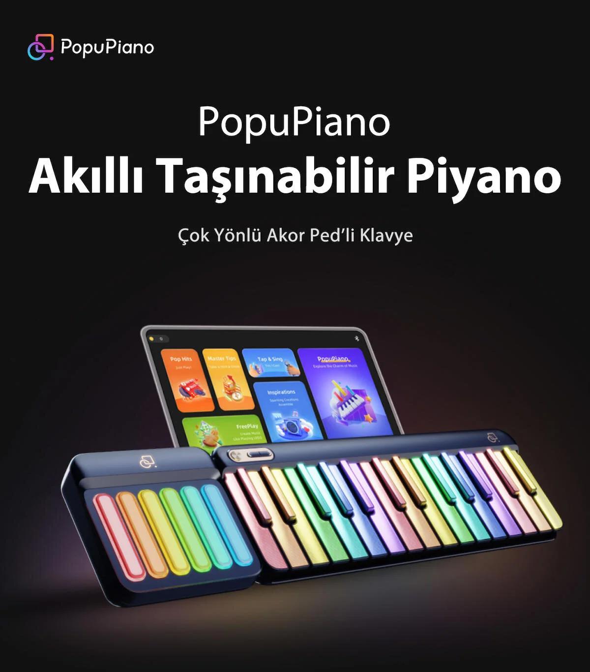 Popupiano Akıllı Taşınabilir Piyano - Beyaz