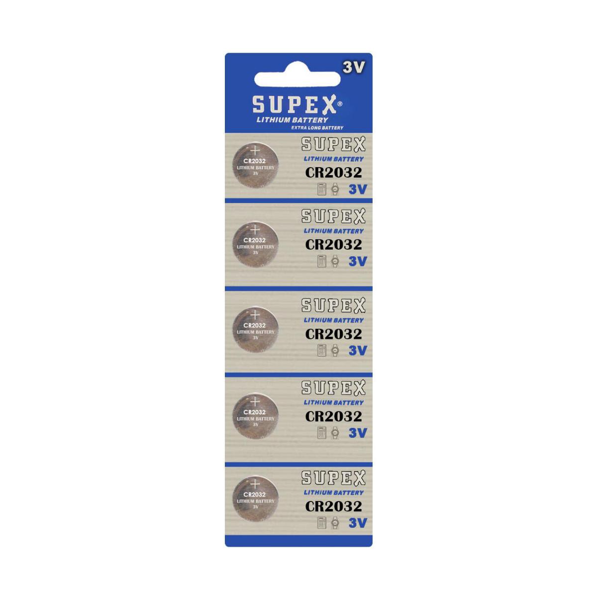 Supex CR2032 cR 2032 Lityum Düğme Pil 5'li Paket