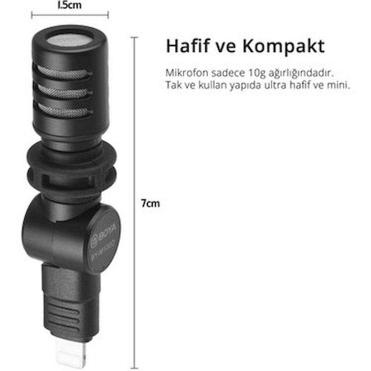 BOYA BY-M100D KOMPAKT LİGHTNİNG TELEFON MİKROFONU