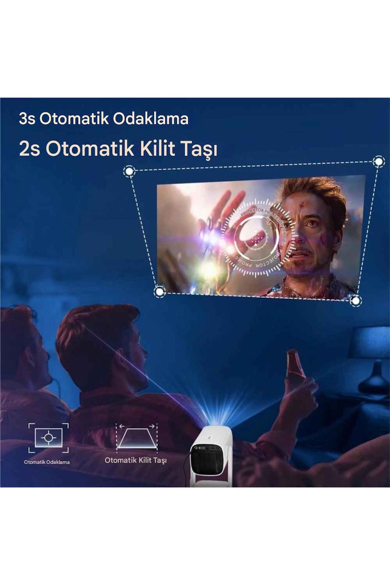 K2 4k Çözünürlüklü Powerbankli Taşınabilir 5g Otomatik Odaklama Sistemli Projeksiyon Cihazı