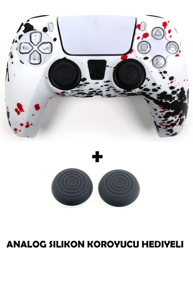 PS5 Dualsense Grafiti Temalı Koruyucu Silikon Kılıf + Analog silikon Koruyucu