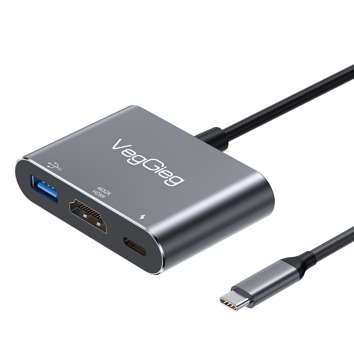 VegGieg Type-C to 4K HDMI Type-C PD100W USB-A 3.0 Hub Dönüştürücü Adaptör