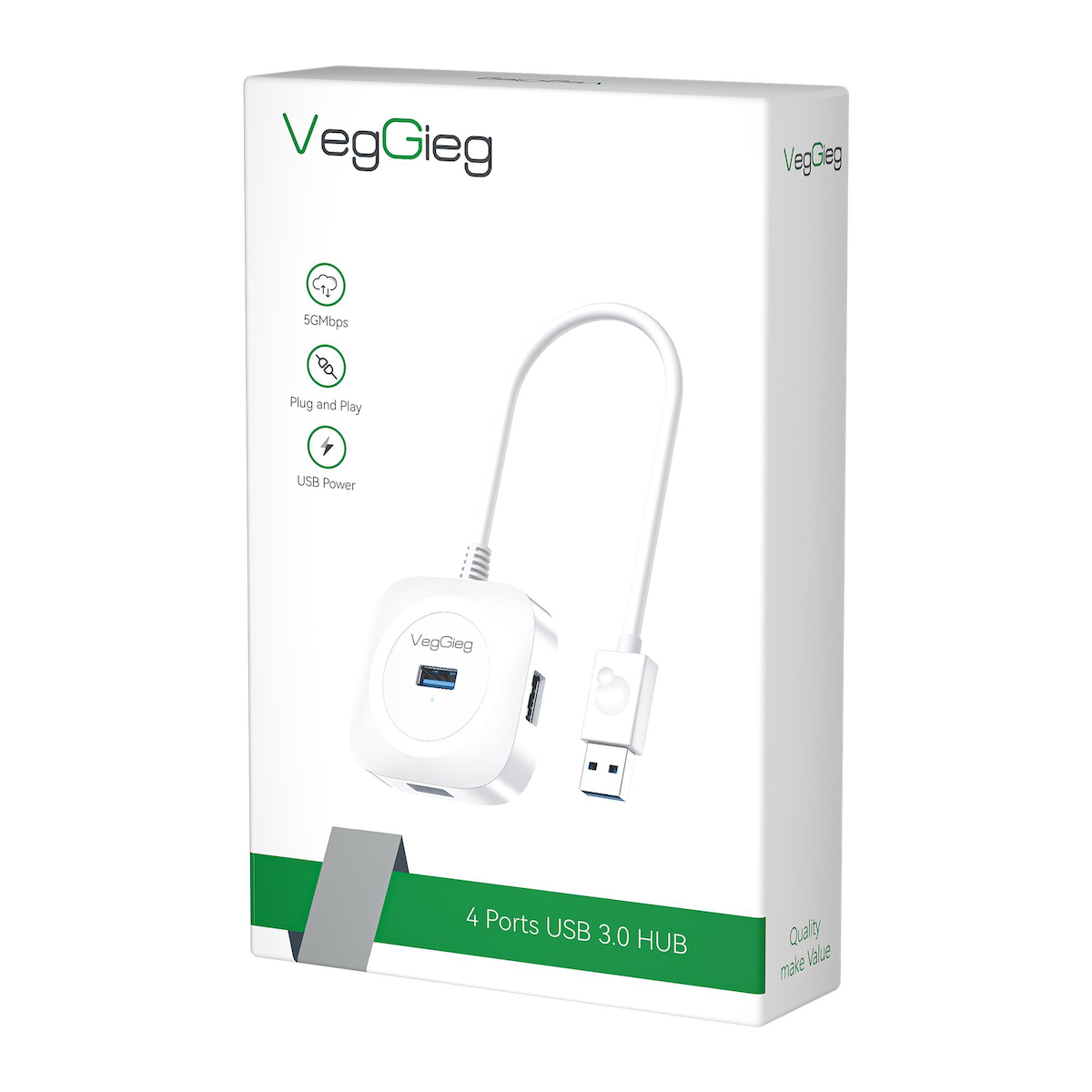 VegGieg 4 Port USB 3.0 Çoklayıcı Hub Beyaz