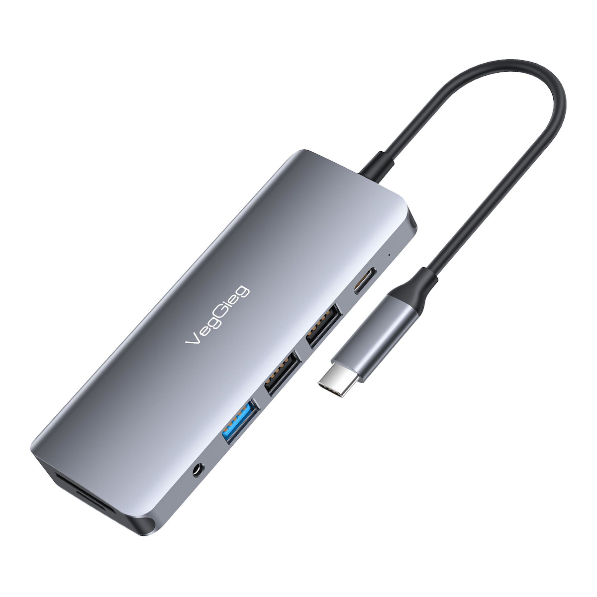 VegGieg Type-C to HDMI VGA Ethernet AUX 1*USB 3.0 2*USB PD100W TF SD Kart Okuyucu Çoklayıcı Dönüştürücü