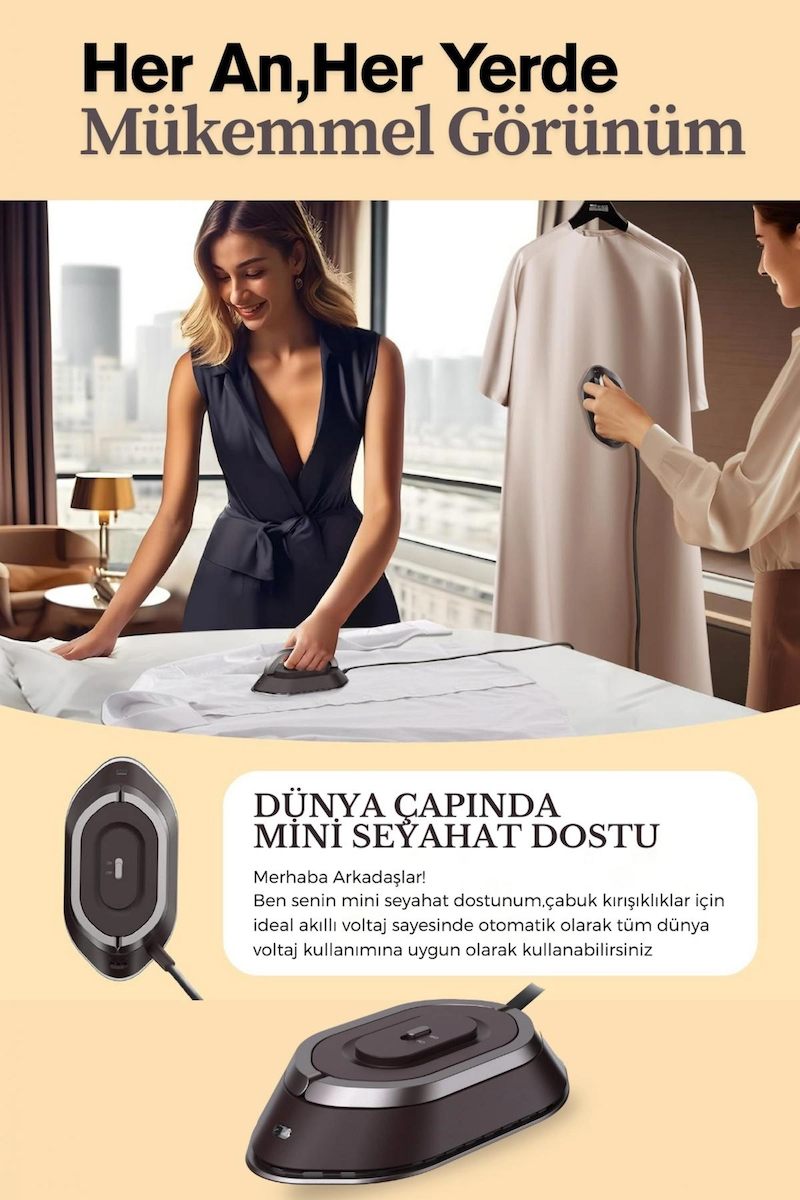 Rowenger NB301 Mini Seyahat Ütüsü Çift Voltaj Dünya Çapında Kullanıma Uygun
