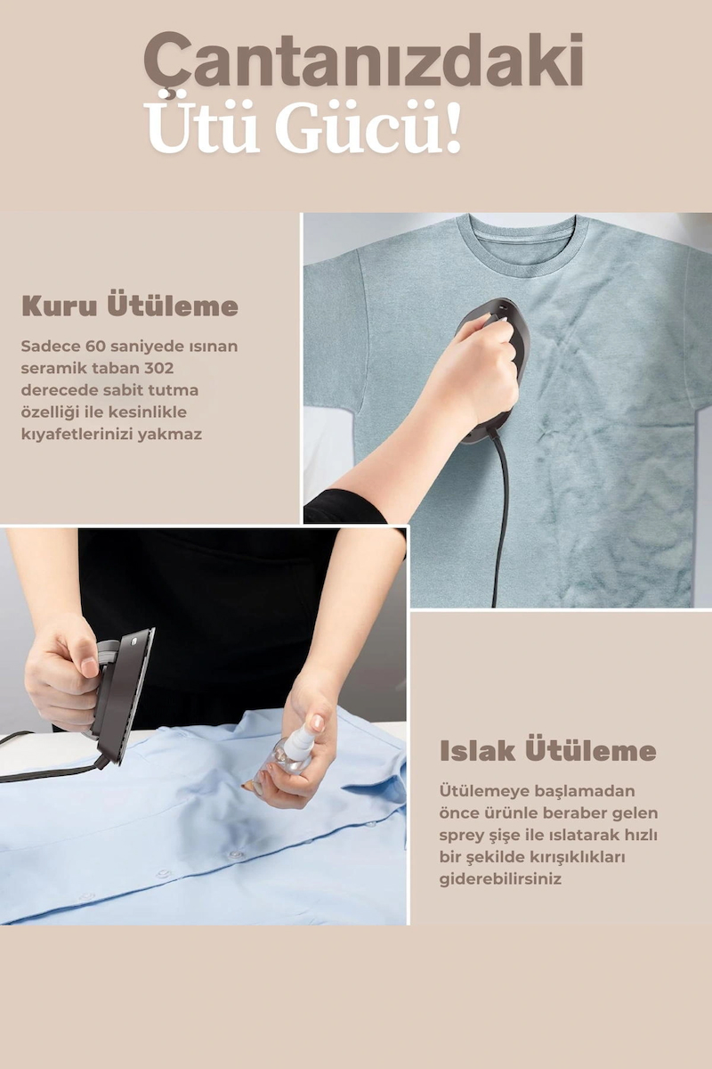 Rowenger NB301 Mini Seyahat Ütüsü Çift Voltaj Dünya Çapında Kullanıma Uygun