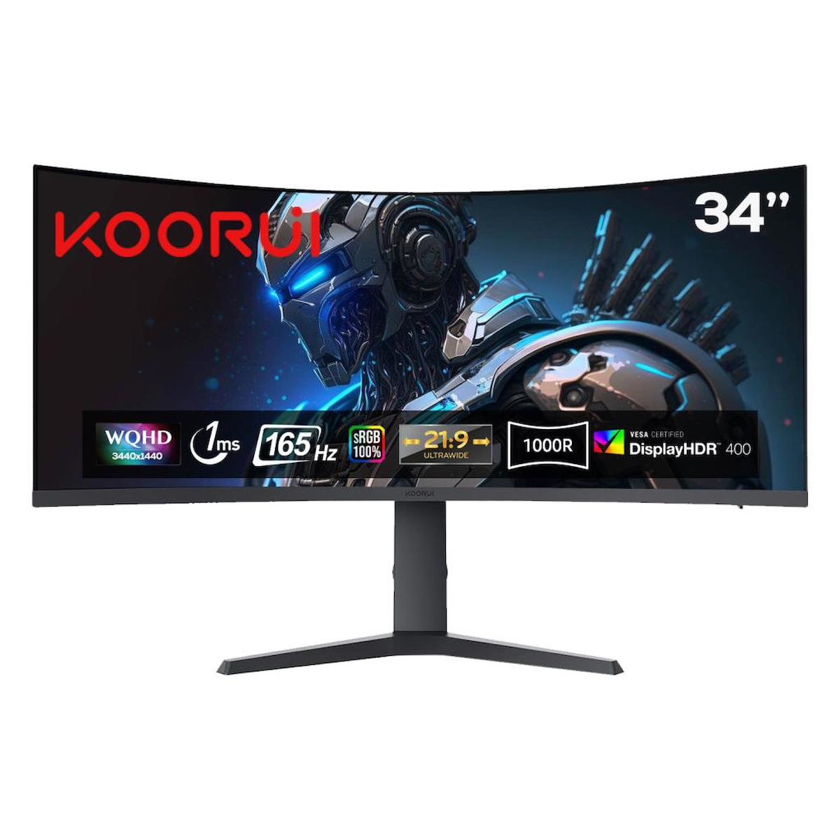 Koorui 34″ 34E6UC 165Hz 1ms VA WQHD (HDMI, DisplayPort) Curved Gaming Monitör