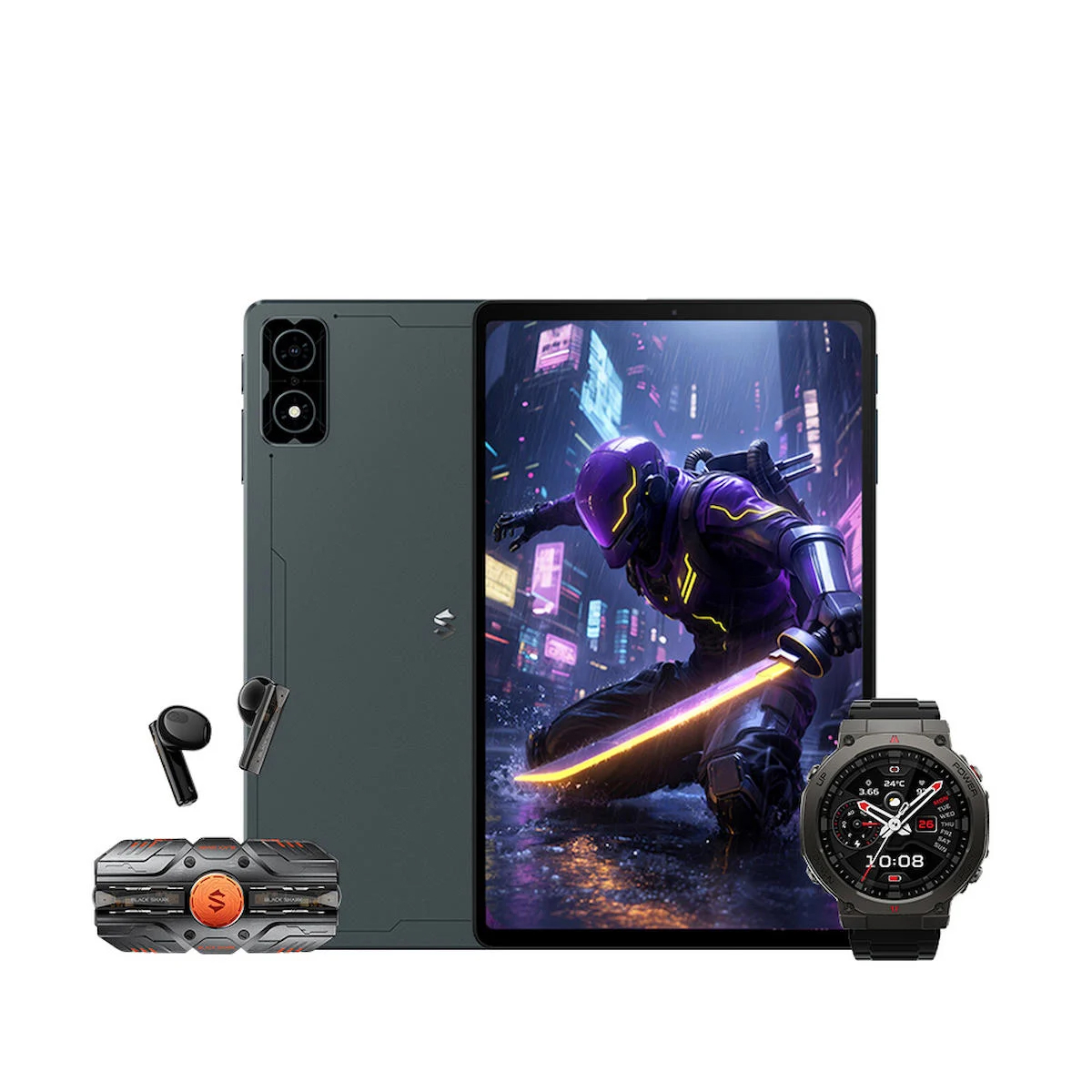 Black Shark 3’lü Teknoloji Seti (Türkiye Garantili) / Black Shark Gaming Pad 12+256 Tablet – Rokas 3 Black Kualklık – GS3 Ultra Black Saat