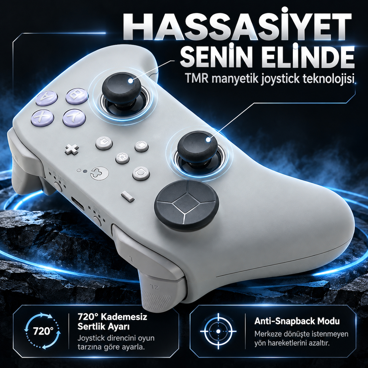 GuliKit TT Max Retro Hall Effect Destekli TMR Manyetik Joystick Kablosuz Gamepad (NS69)
