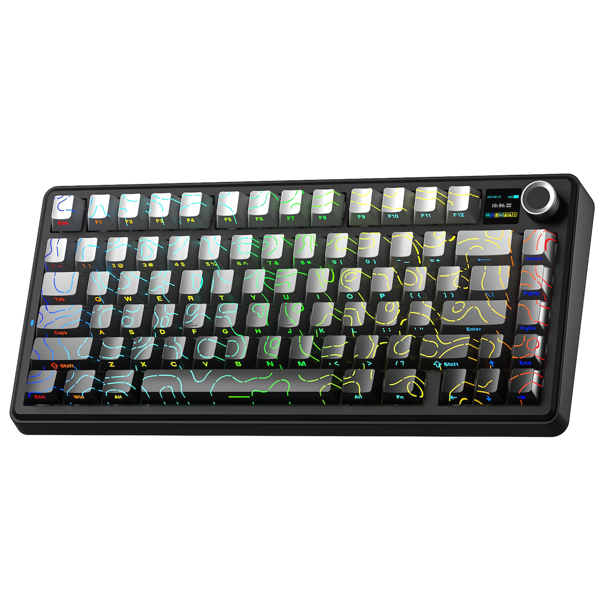 Aula F75 Max Mekanik RGB TKL Reaper Switch Kablosuz Makrolu Hot Swap Klavye Desenli Siyah