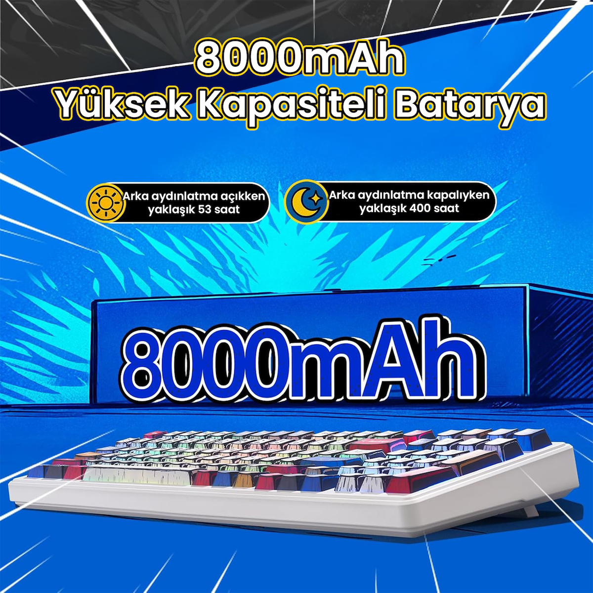 Aula F99 3 Modlu RGB Hot Swap Mekanik Linear GrayWood V3 Switch Kablosuz Makrolu Klavye Comic