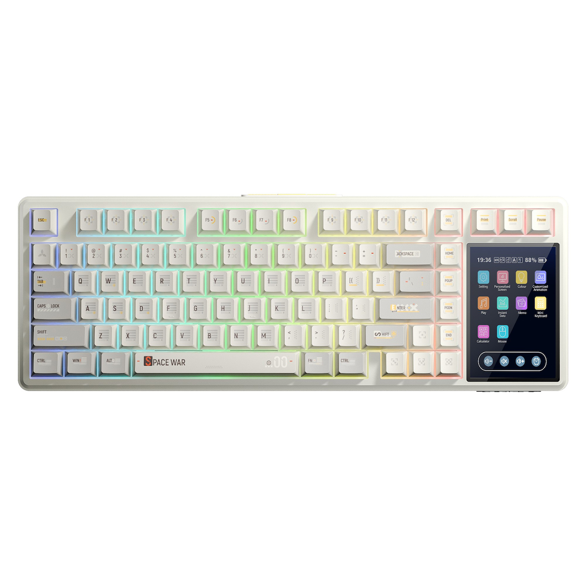Aula L99 4″ Akıllı Dokunmatik Ekranlı 3 Modlu RGB Hot Swap Caramel Latte Switch Mekanik Kablosuz Oyuncu Klavyesi Bej