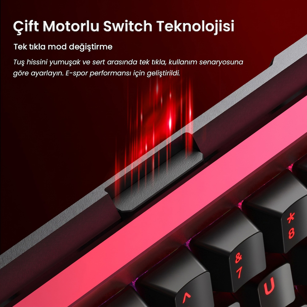 Aula AG60 Max Alüminyum Manyetik Klavye Hall Effect Frostcore Switch 8000Hz RGB TKL Hot Swap Oyuncu Klavyesi Kırmızı