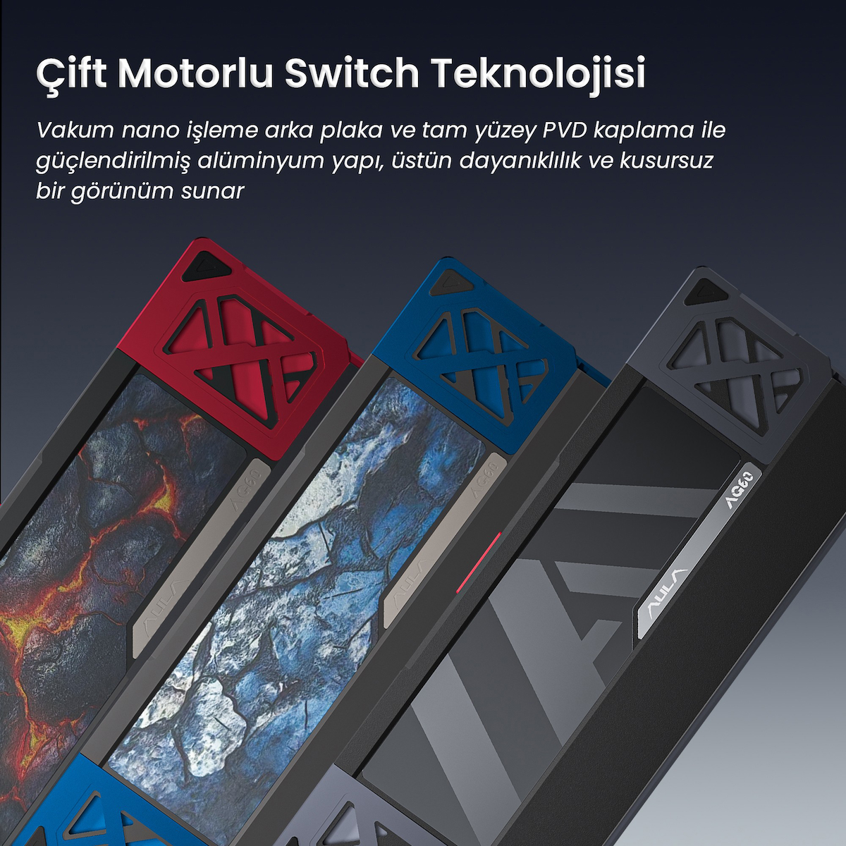 Aula AG60 Max Alüminyum Manyetik Klavye Hall Effect Frostcore Switch 8000Hz RGB TKL Hot Swap Oyuncu Klavyesi Kırmızı