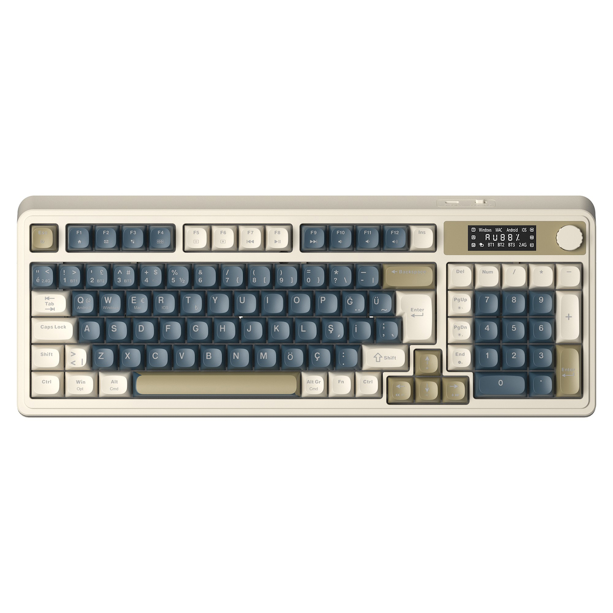 Aula S99 Pro Retro RGB Gaming 3 Modlu Bluetooth/2.4GHz/USB-C Kablosuz Makrolu Türkçe Q Klavye Lacivert
