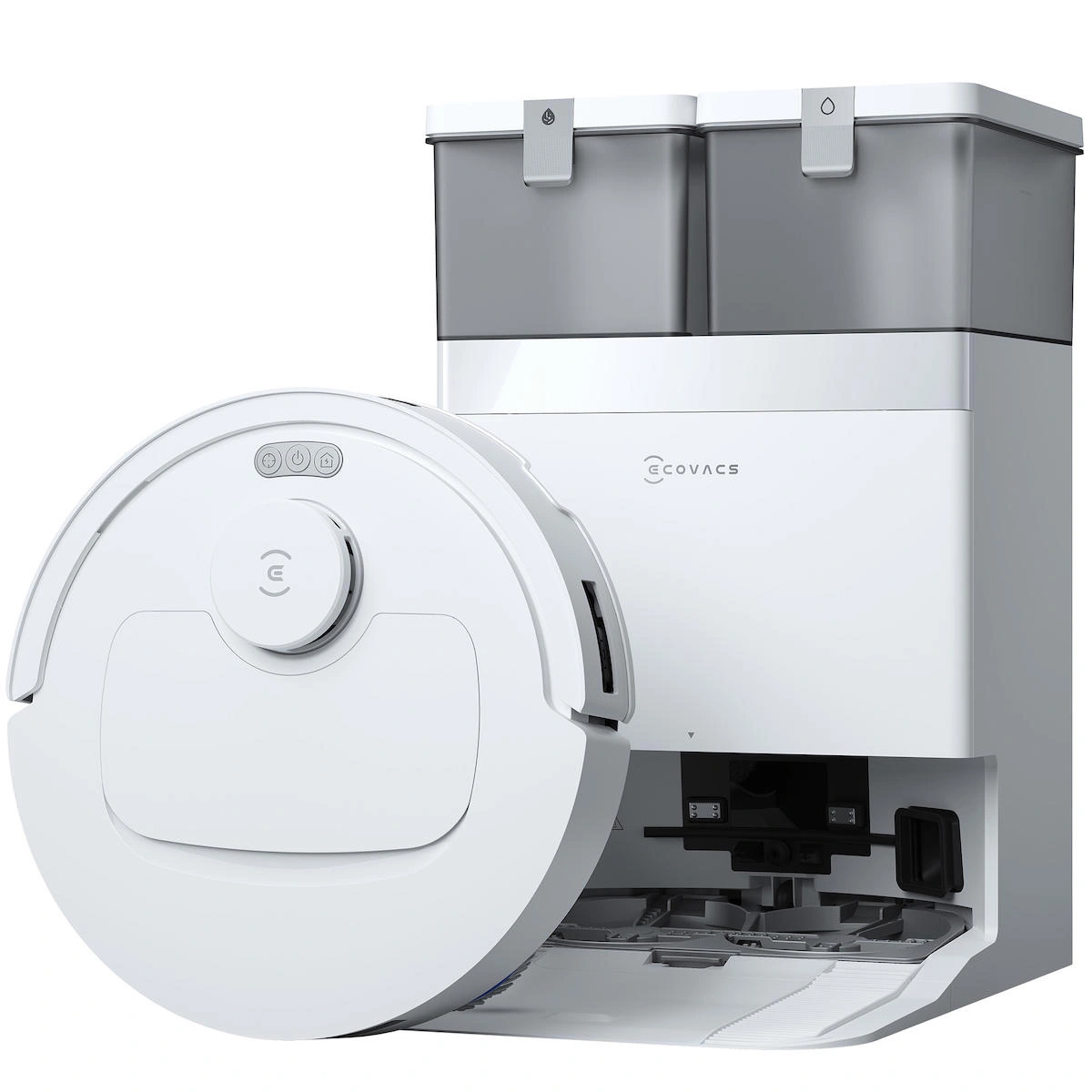Ecovacs Deebot T30C Prime Omni Robot Süpürge, 25000 Pa Emiş Gücü, Otomatik Boşaltma, Sıcak Hava ile Kurutma 240 Dakika Çalışma Süresi, Hayvan Tüyleri ve Halılar Için Ideal