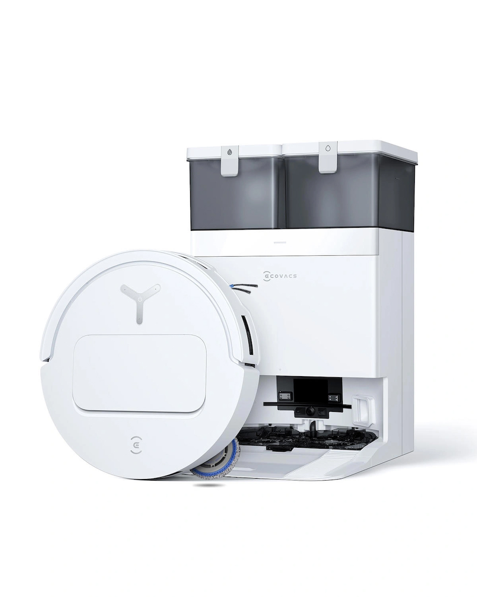 Ecovacs Deebot T50S Omni Robot Süpürge, 25.000 Pa, Çıkarılabilir Yan Fırça ve Paspas, Zerotangle 2.0, 75°c Sıcak Su Ile Paspas Yıkama, Hepsi Bir Arada Istasyon, 81 Mm, Beyaz