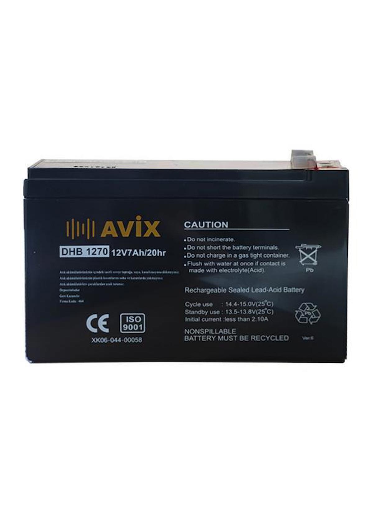 AVİX 12v 7ah- Bakımsız Kuru Akü 2023 Üretim 12 Volt 7 Amper Akü