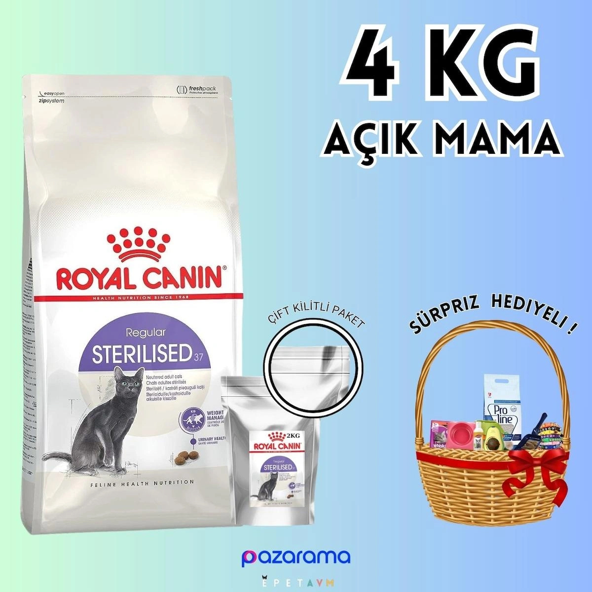 Royal Canin Sterilised 37 Kısırlaştırılmış Kedi Maması 4kg Açık Mama - HEDİYELİ PAKET