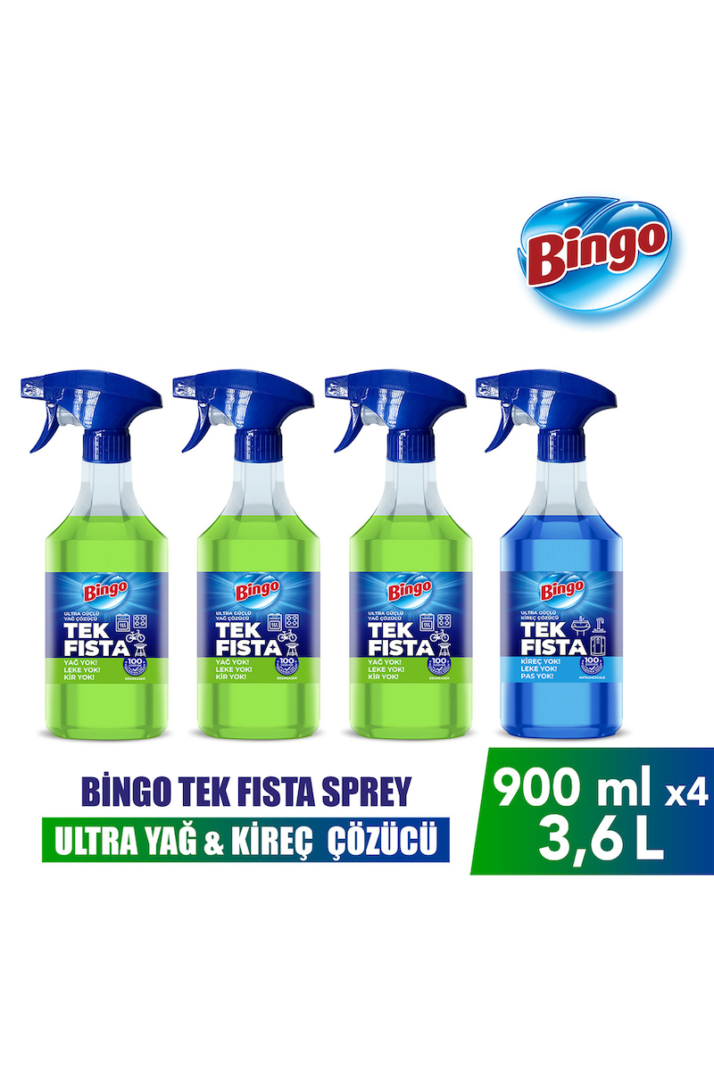 Bingo Sprey Yağ Çözücü 900 Mlx3 + Bingo Sprey Kireç Sökücü 900 Mlx1