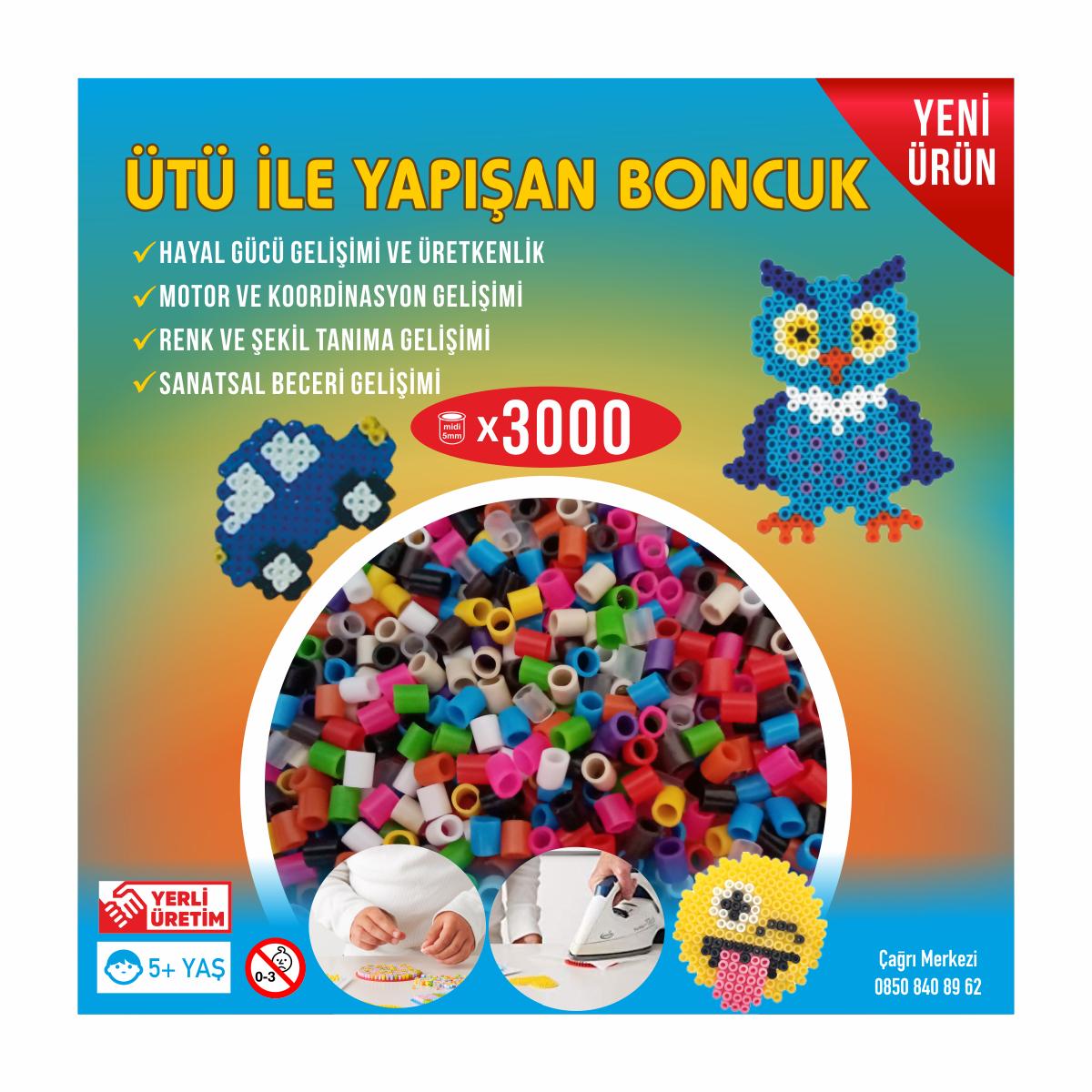 Hama Tipi Ütü ile Yapışan Midi Boncuk 5mm 3000'li 12 Renk