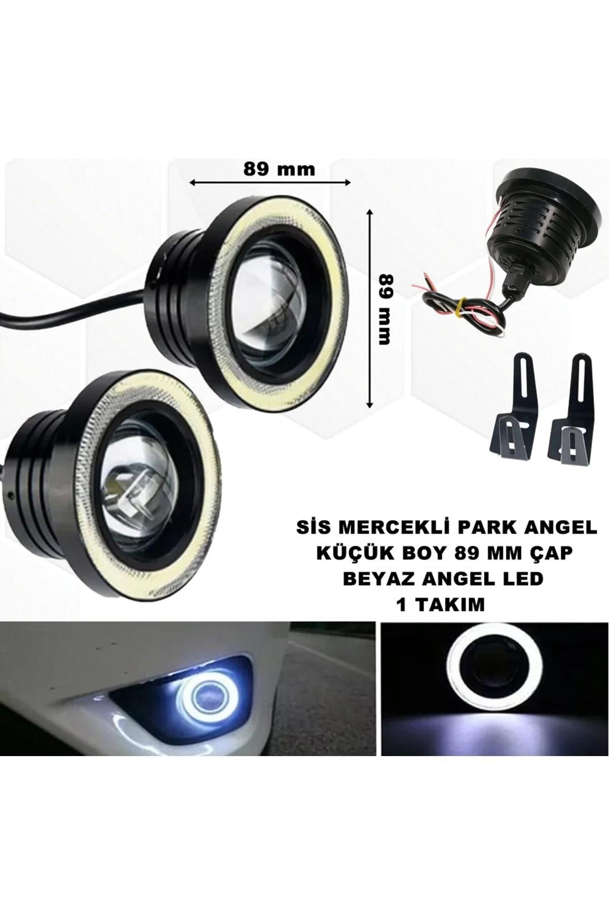 Sis Mercekli Angel Led Ampül Gündüz Farı Beyaz Angel Led 89 Mm Çap Beyaz Mercek Beyaz Halka -