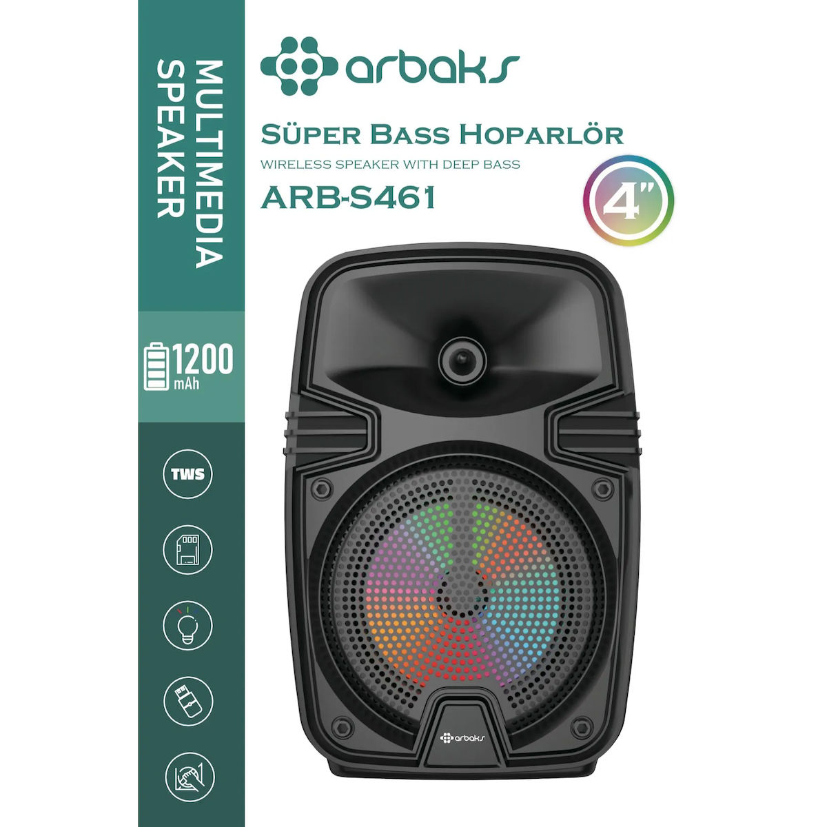 21 CM Bluetooth Super Bass Höparlör Arbaks ARBS461