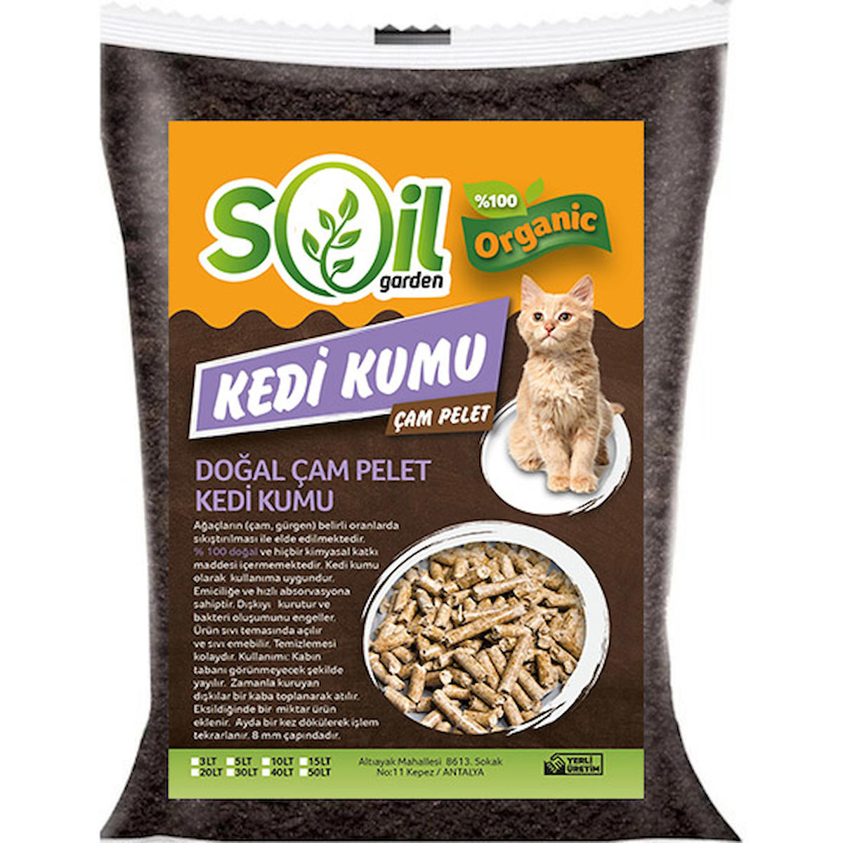 Soil Garden Organik Çam Pelet  30 lt Kedi Kumu