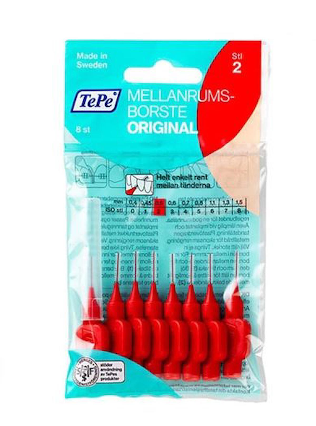 Tepe İnterdental Brush Orginal Diş Arası Fırçası Kırmızı 0,5 Mm 8'li Paket Size "2"