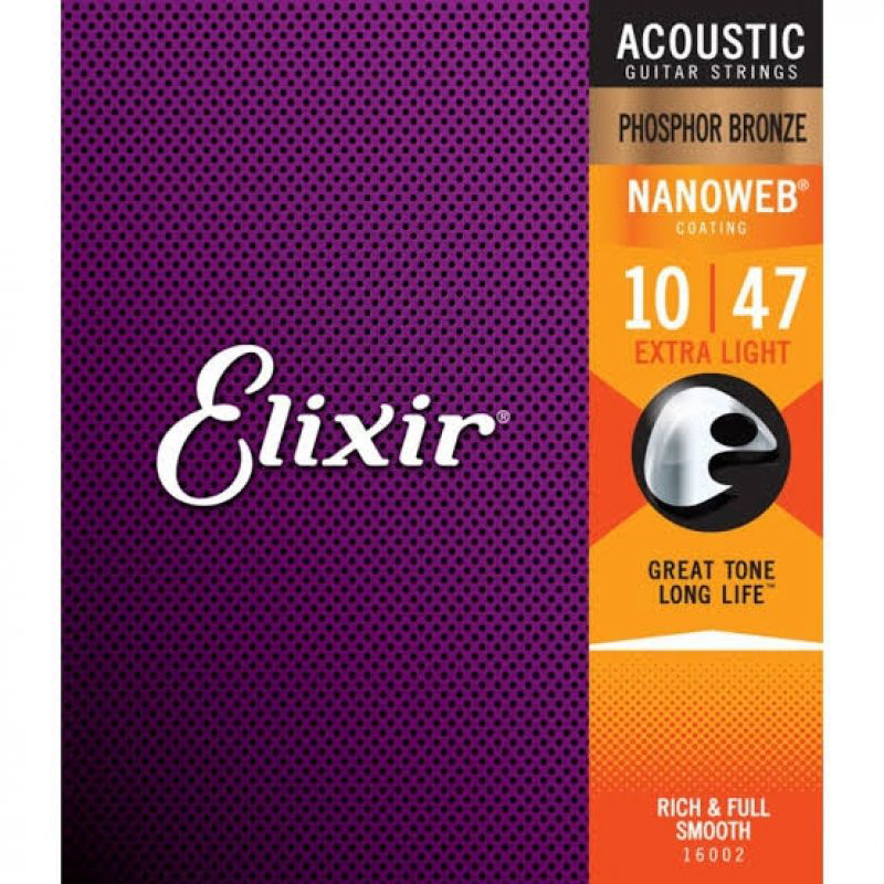 Elixir 16002 Nanoweb Phosphor Bronze Akustik Gitar Teli (10-47)