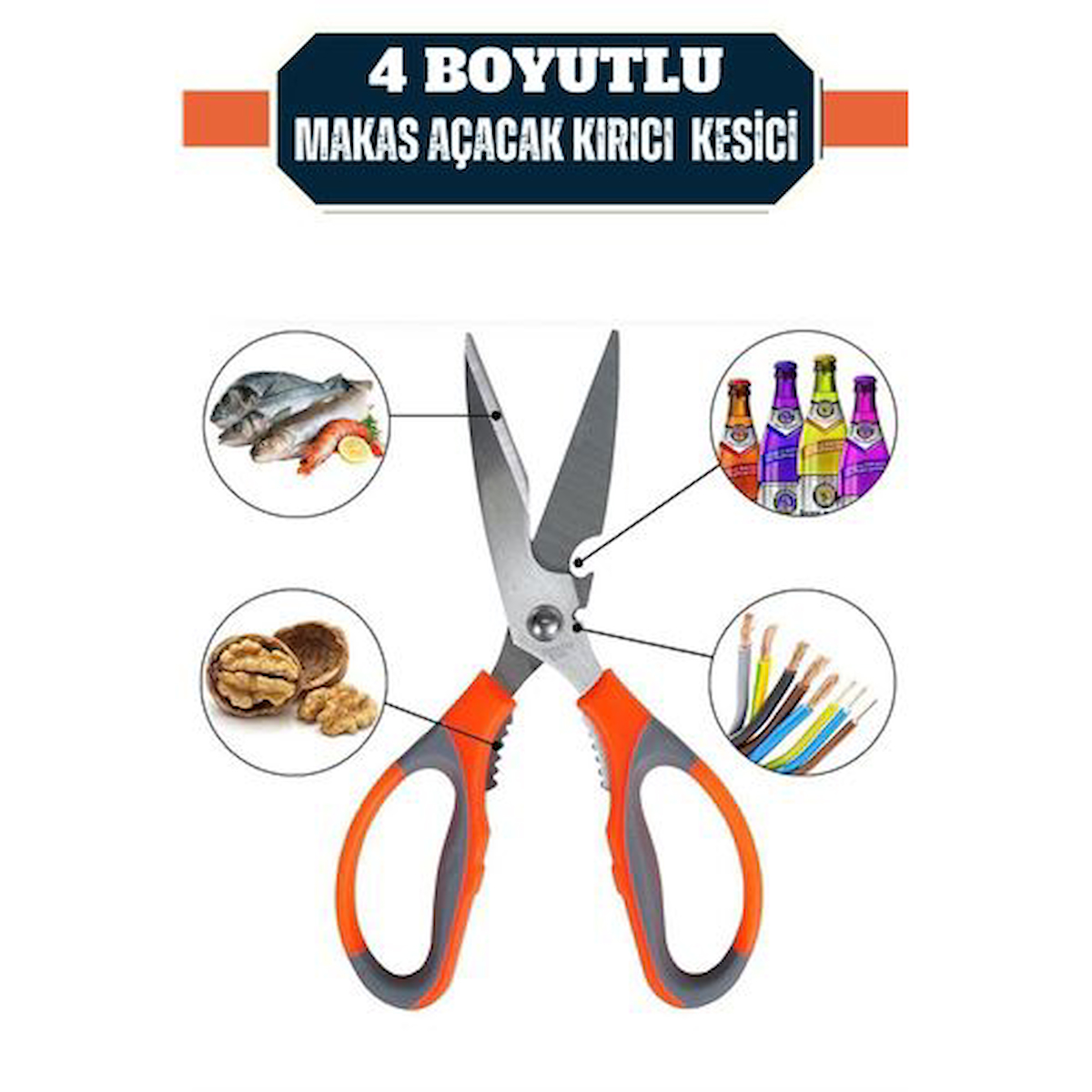 ModaCar Kuhn 4 Boyutlu Mutfak Makası Açacak Kırıcı Kesici