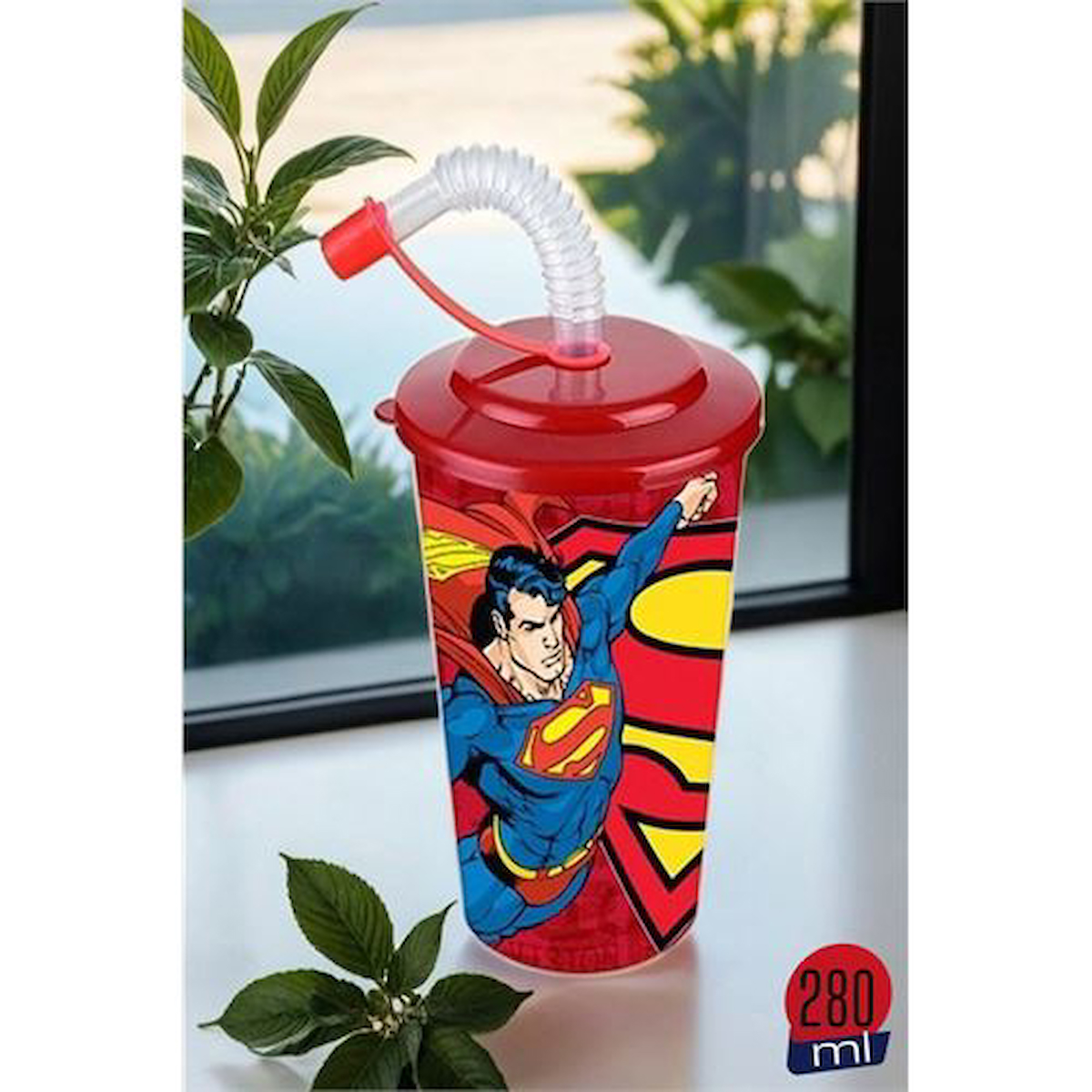  Pipetli Superman Lisanlı Çocuk Bardağı