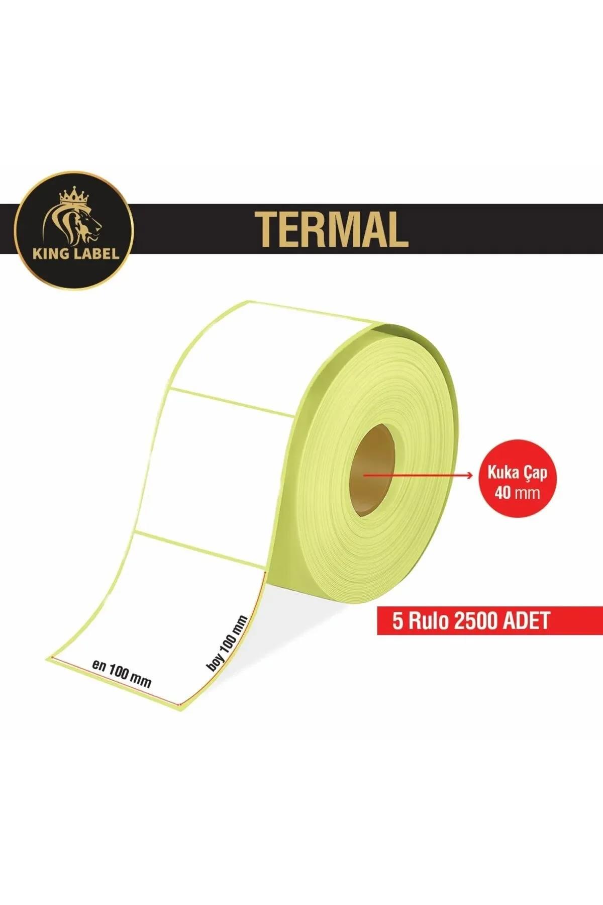 KİNG LABEL Termal Barkod Etiket 100x100 5 Rulo 500'lü Sarım