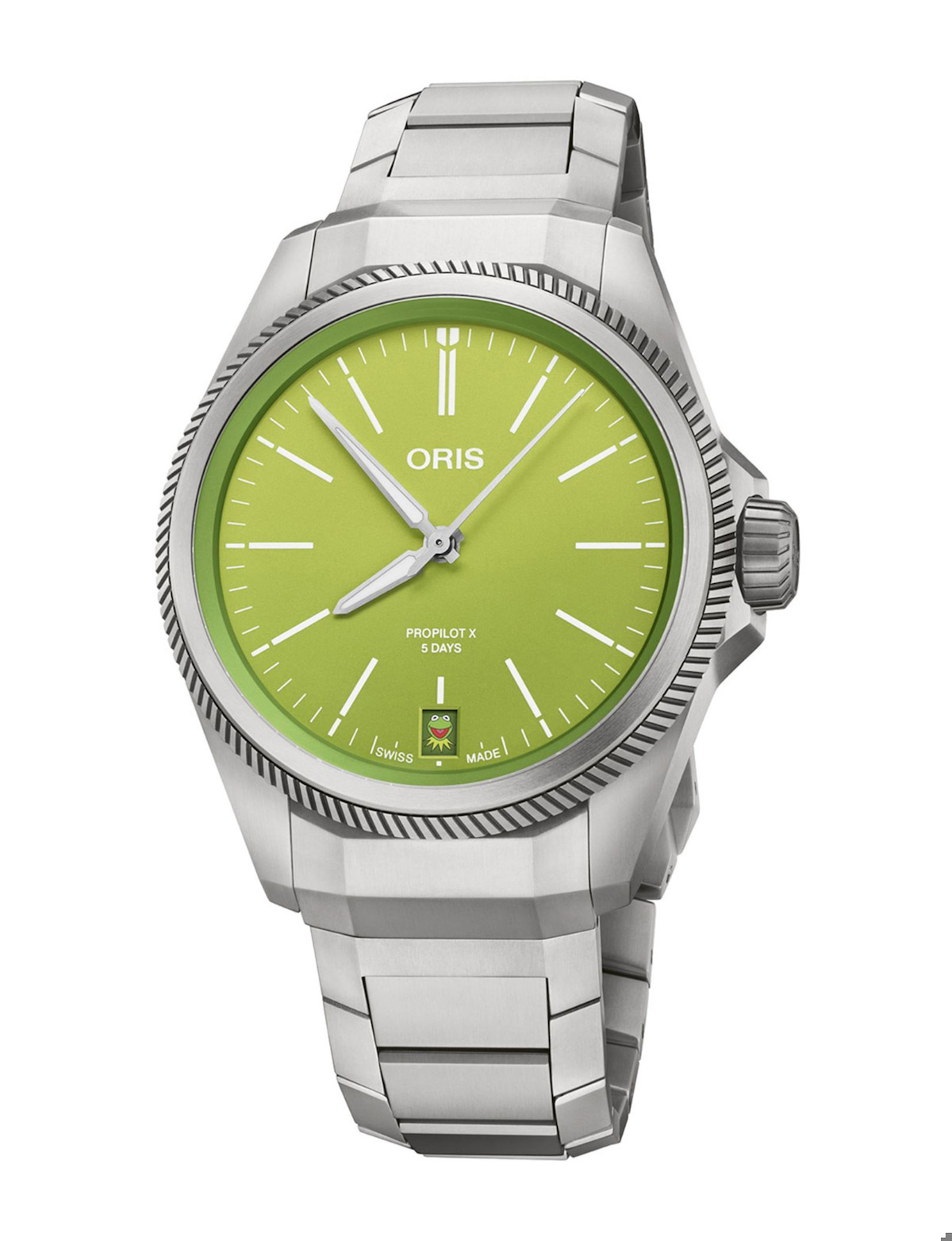 Oris Propilot X Kermit Edition 01 400 7778 7157-Set Gri Çelik
