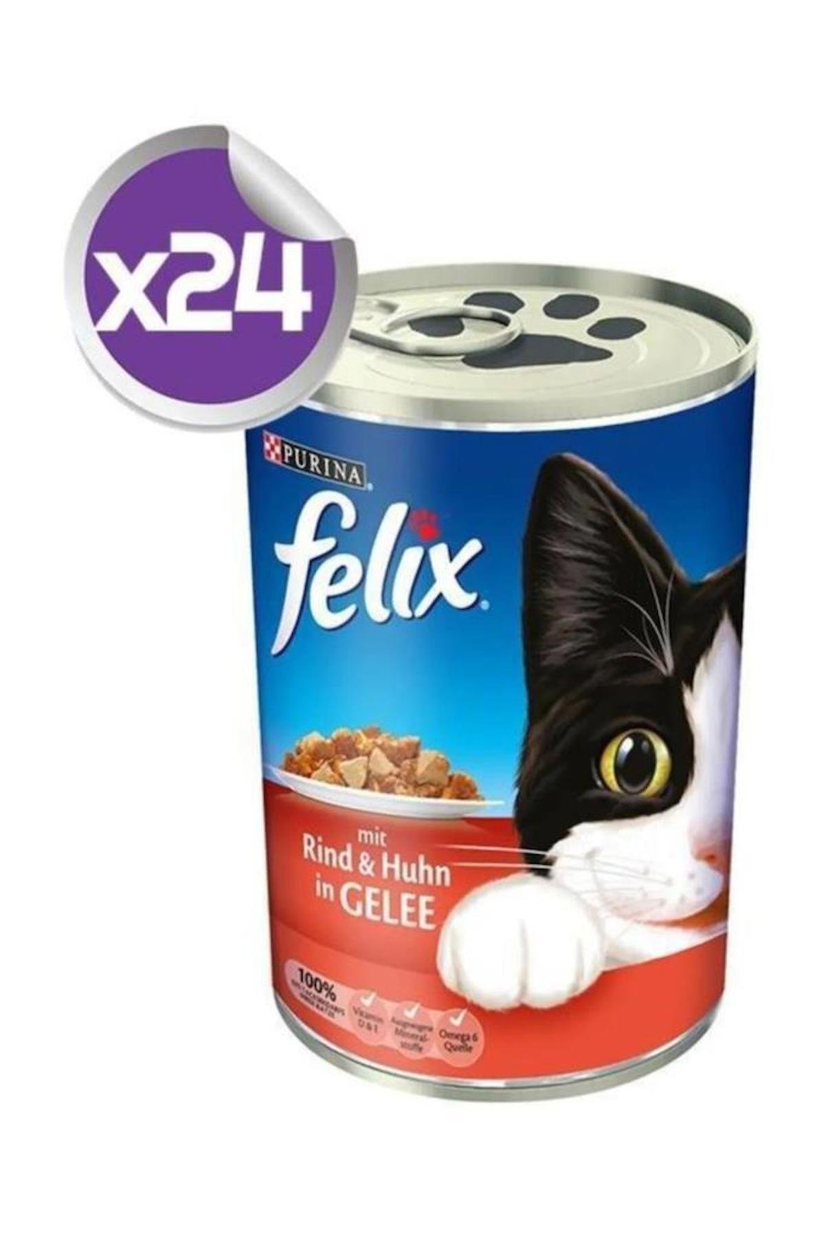 Felix Sığır Etli ve Tavuklu Kedi Konservesi 400 Gr X 24 Adet