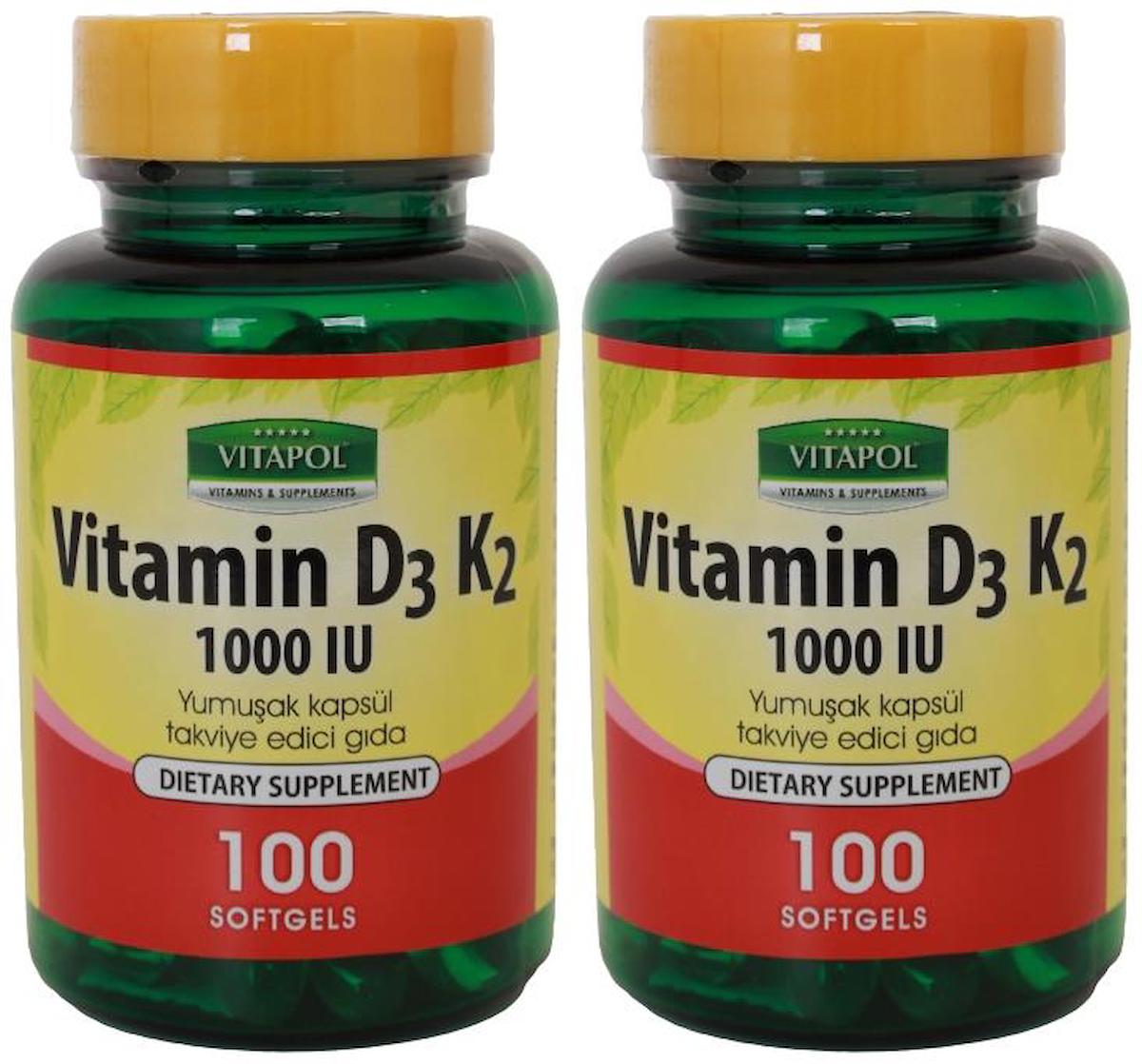 Vitapol D3 Vitamini K2 Vitamini 2x100 Softgel Vitamin D3 Vitamin K2 