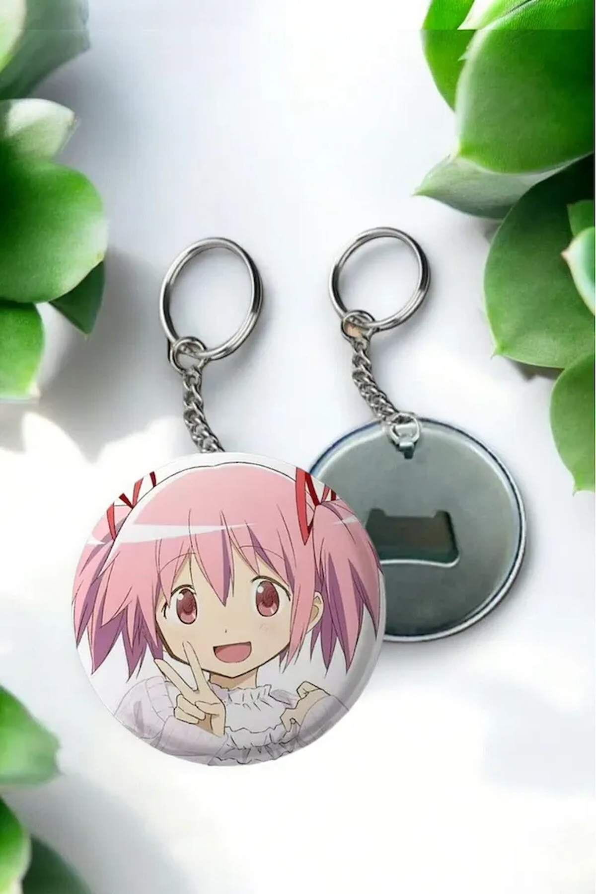 Büyük Boy Puella Magi Madoka Magica Anime Buton Açacaklı Rozet Anahtarlık 58 mm