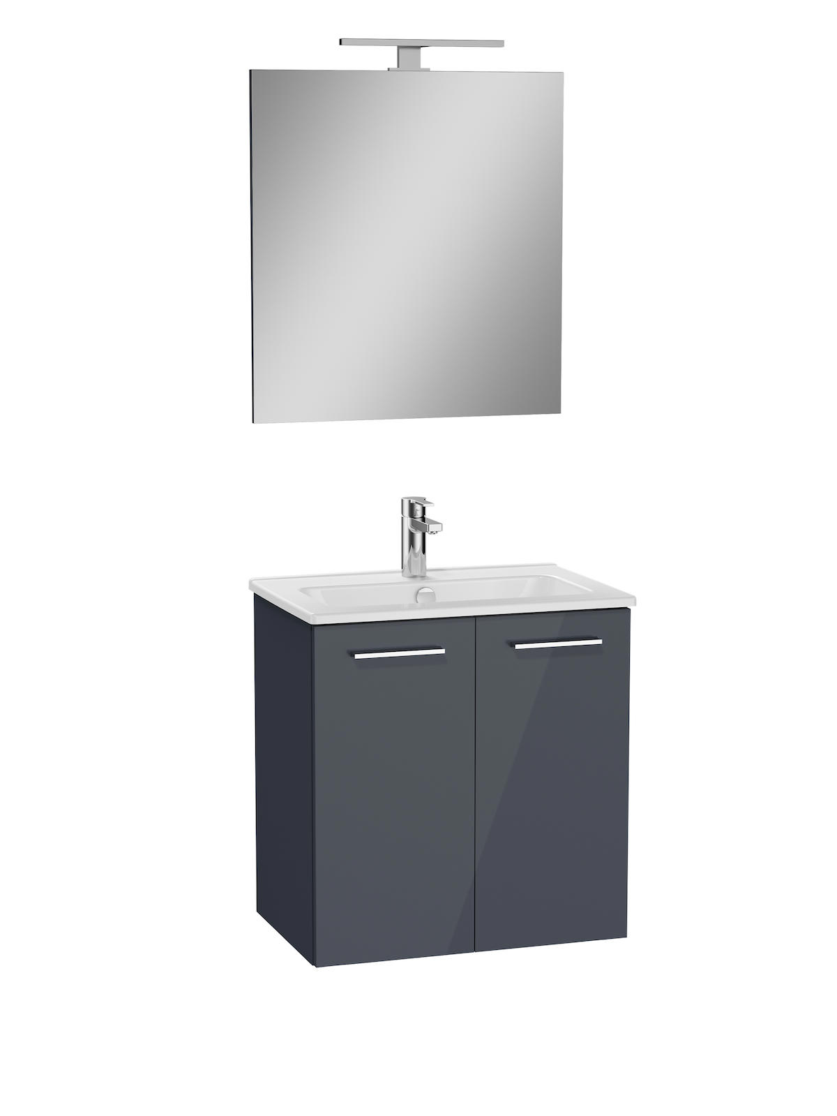 VitrA Ardea 69561 Banyo Dolabı Seti, Kapaklı, 60 cm, Parlak Antrasit