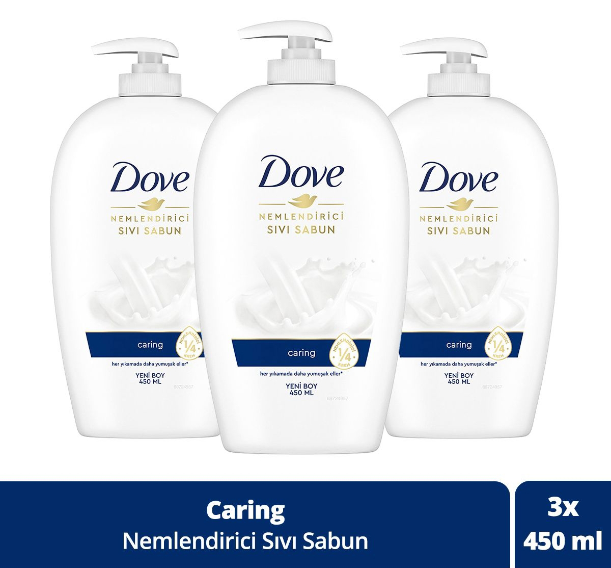 Dove Nemlendirici Sıvı Sabun Nemlendirici Krem Etkili 450 ml x 3 Adet