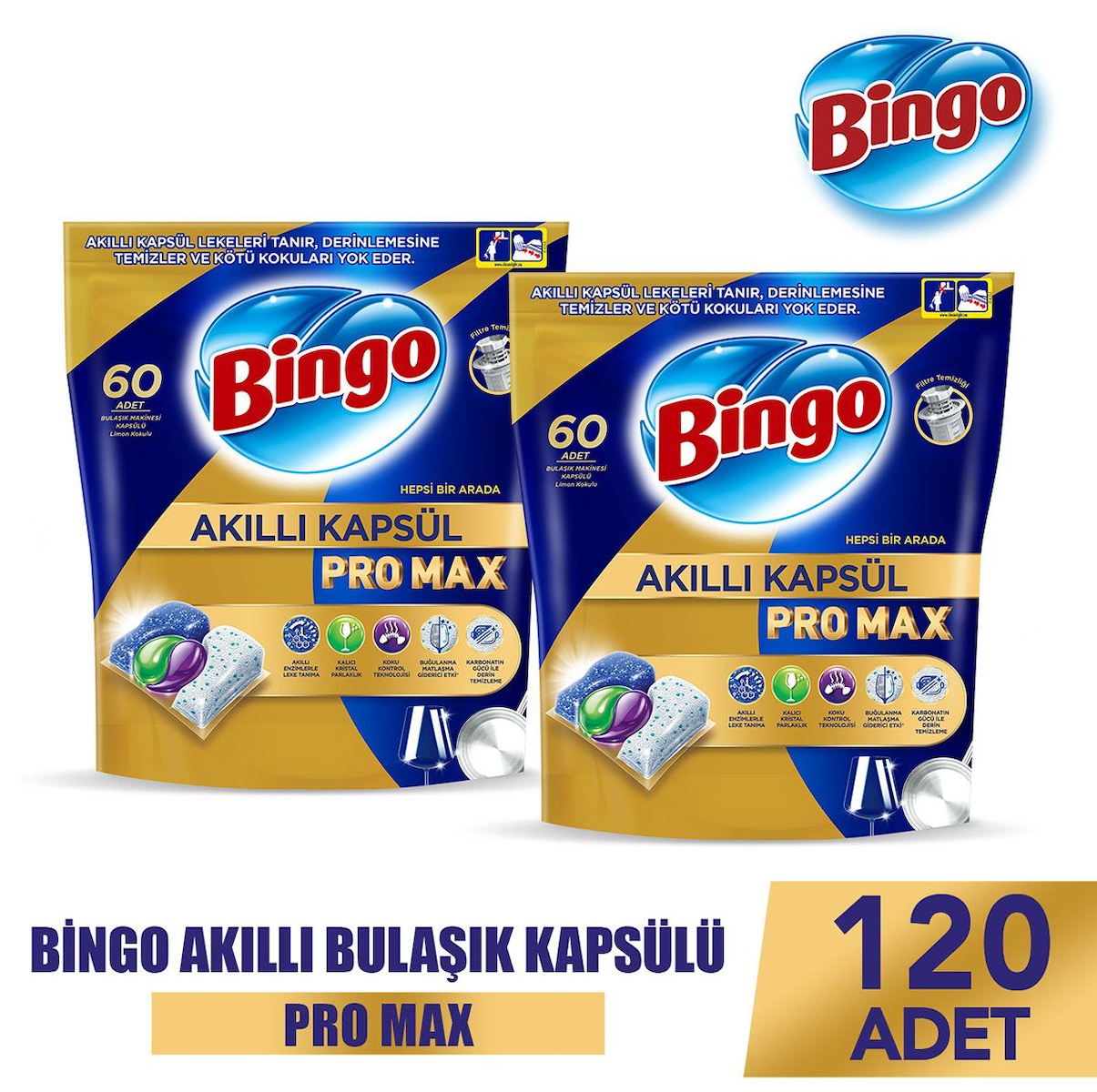 Bingo Akıllı Kapsül Pro Max Bulaşık Deterjanı Tableti 120-li