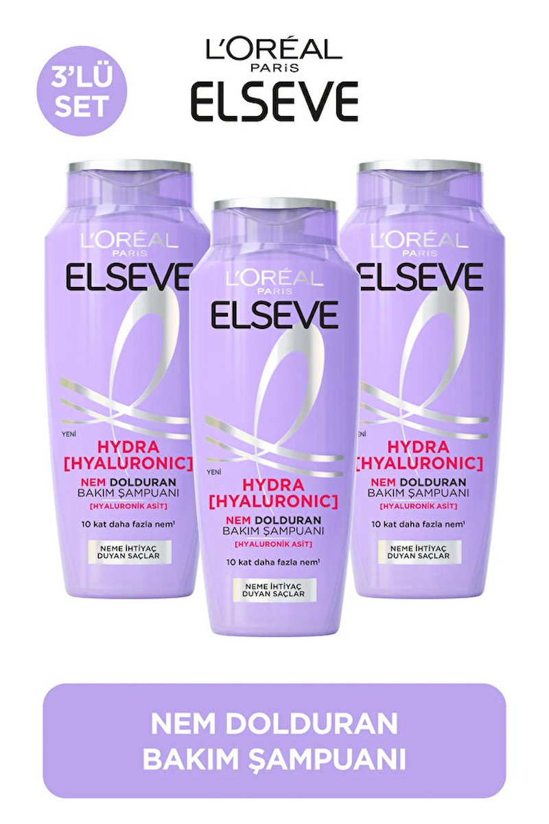 Elseve Hydra [Hyaluronic] Nem Dolduran Saç Bakım Kremi 250 m x 3 Adet