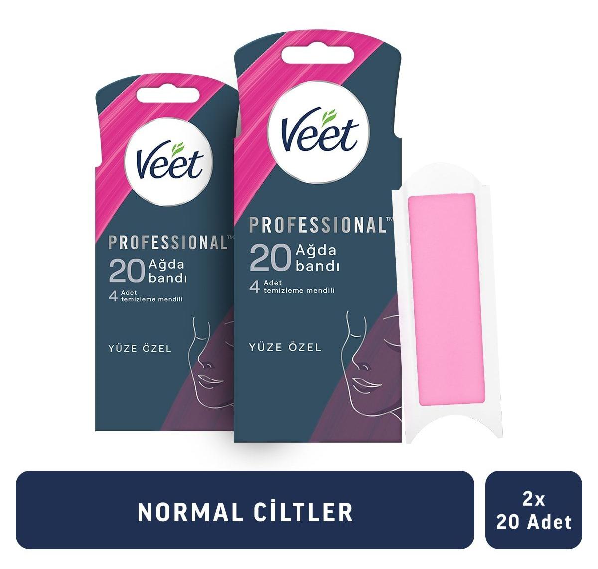 Veet Pro Ağda Bandı Yüz Bölgesi Normal Ciltler İçin 20 li x 2 Adet