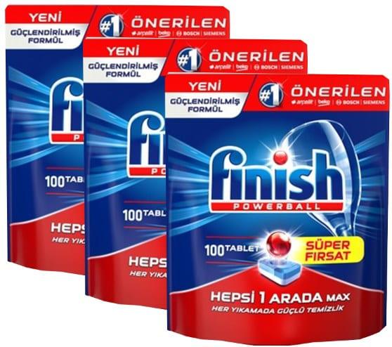 Finish Hepsi Bir Arada 300 Yıkama Tablet Bulaşık Makinesi Deterjanı 3x100 Adet 