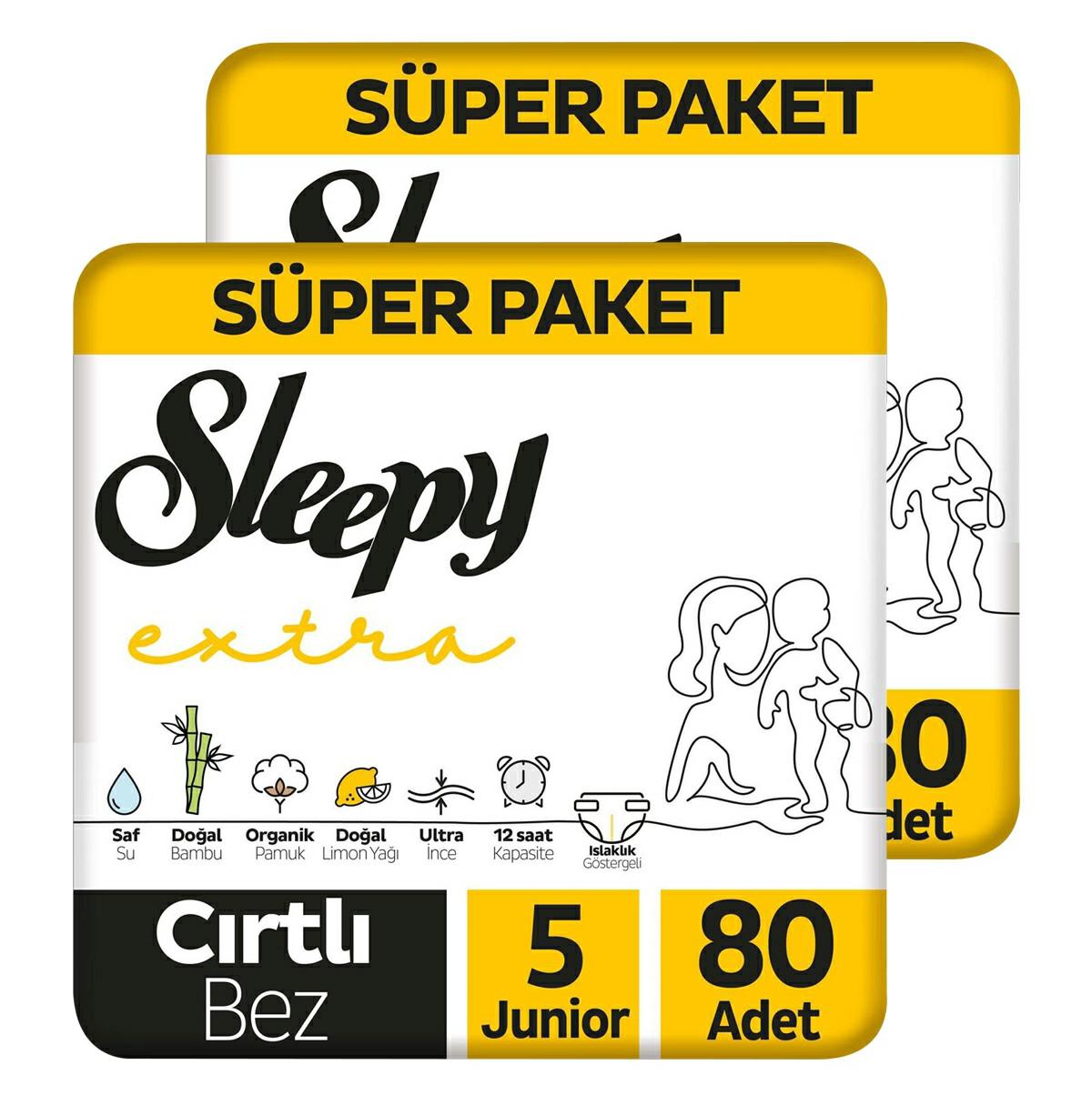 Sleepy Extra 5 Numara Junior 80'li Cırtlı Bez