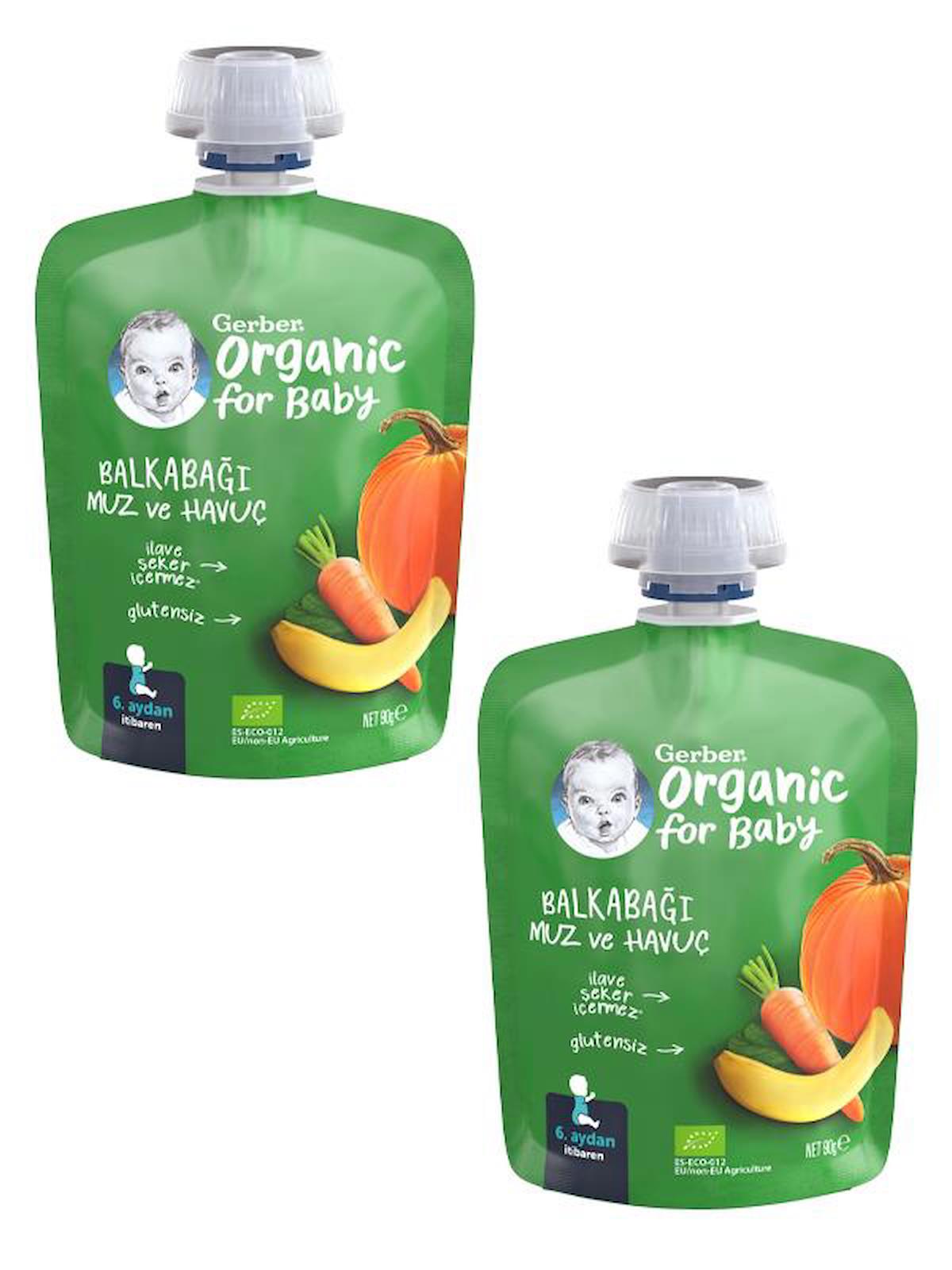 Gerber Organik Balkabağı Muz ve Havuçlu Püresi 90 gr x 2 Adet