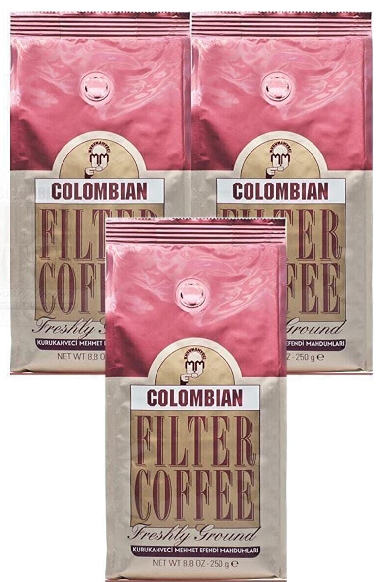 Colombian Orta Sert İçim Öğütülmüş Colombia Filtre Kahve 3 x 250 gr