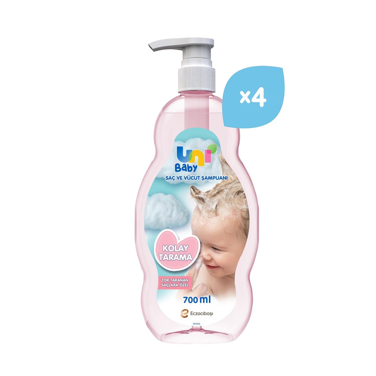 Uni Baby Kolay Tarama Saç ve Vücut Şampuanı 4x700 ml