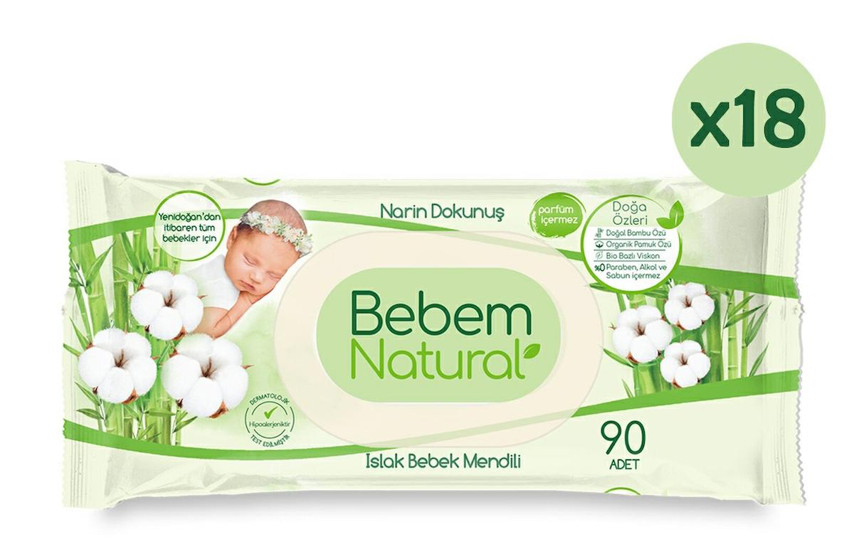 Bebem Natural Narin Dokunuş Bebek Islak Mendil 90 Adet x 18 Adet